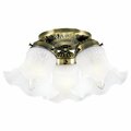 Brightbomb Three Light Indoor Flush Mount Ceiling Fixture, Antique Brass with Frosted Ruffled Edge Glass BR2689910
